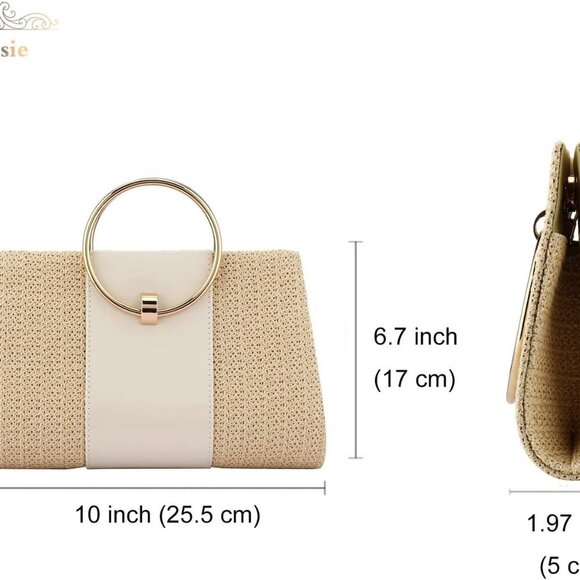 Straw Handbag Evening Bag Clutch Purses for Women, Fashion Summer Beach Tote Tas - Picture 3 of 7